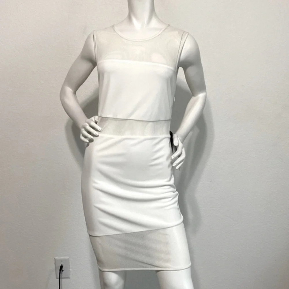 Bebe x Naven "NEW" Bora Bora Off White Eyelet Strap Surplus Top Dress Size M